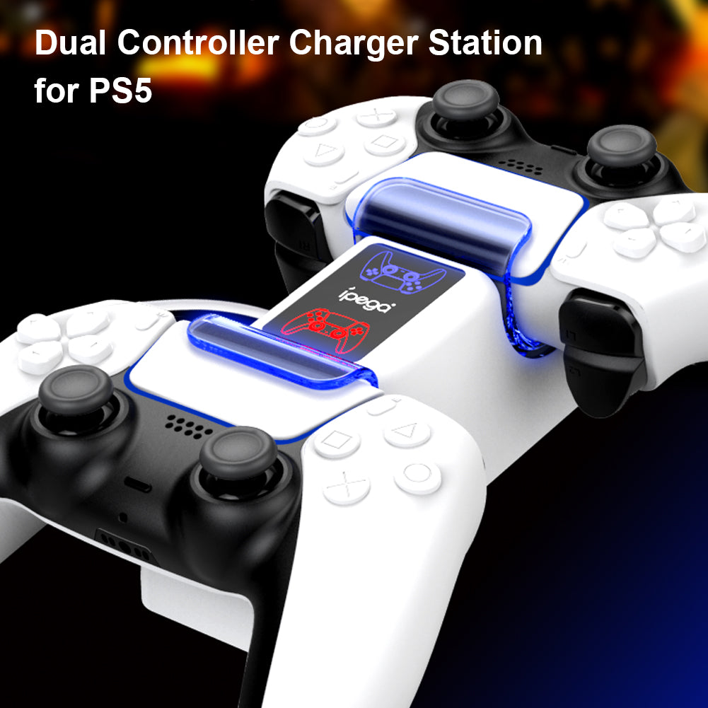 IPEGA PG-5003 Wireless Game Handle Charging Station Dual Controller Charger Base with LED Light for PS5 IPEGA PG-5003 Wireless Game Handle Charging Station Dual Controller Charger Base with LED Light for PS5